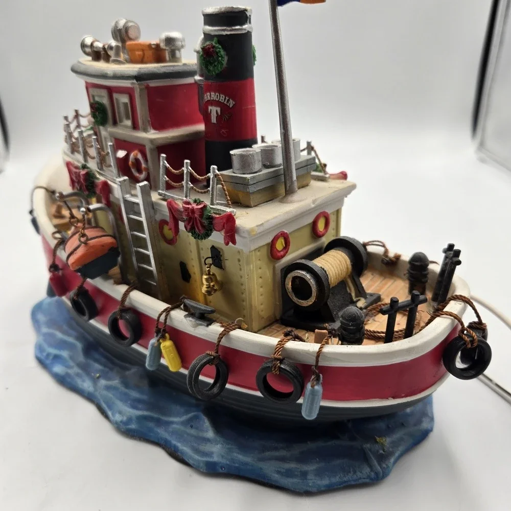 Lemax Carole Town‎ 09 Collection The Robin Tug Boat Light Up Table Accent W Cord